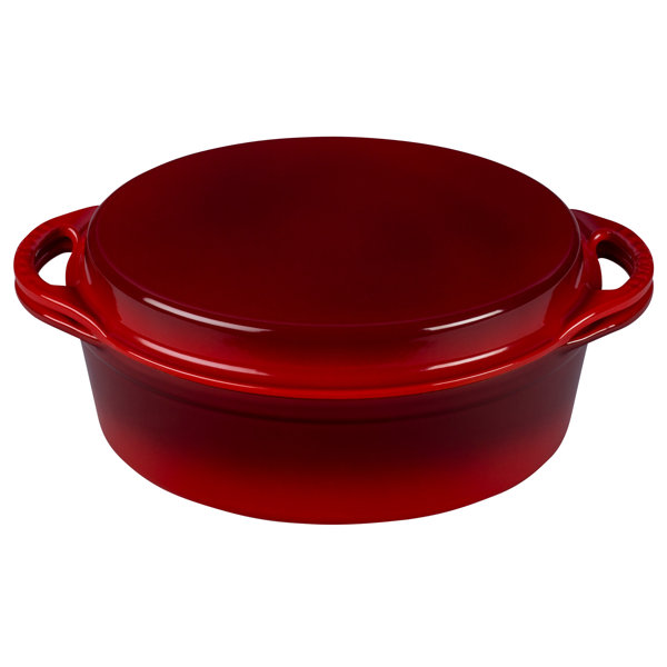 Le Creuset Cast Iron 4.75 Qt Oval 2 in 1 Dutch Oven with Grill Pan Lid